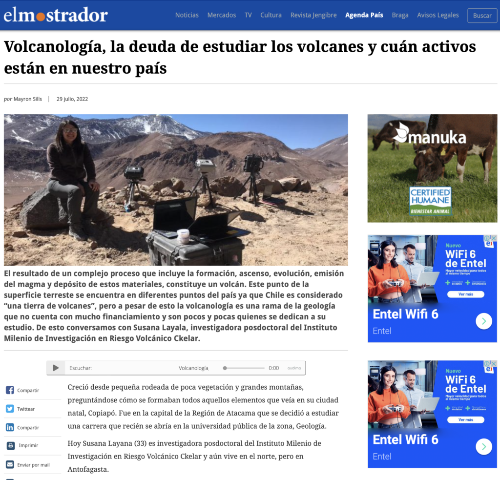 El Mostrador: «Volcanología, la deuda de estudiar los volcanes y cuán activos están en nuestro país