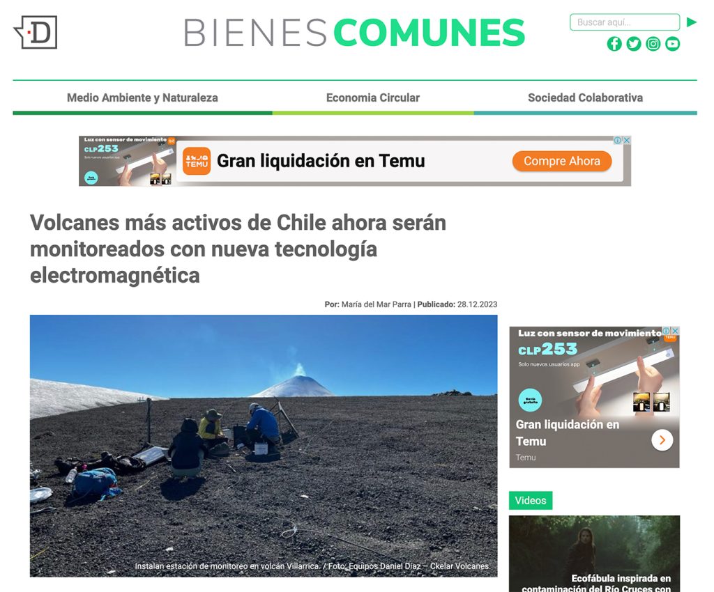 El Desconcierto: «Volcanes más activos de Chile ahora serán monitoreados con nueva tecnología electromagnética»