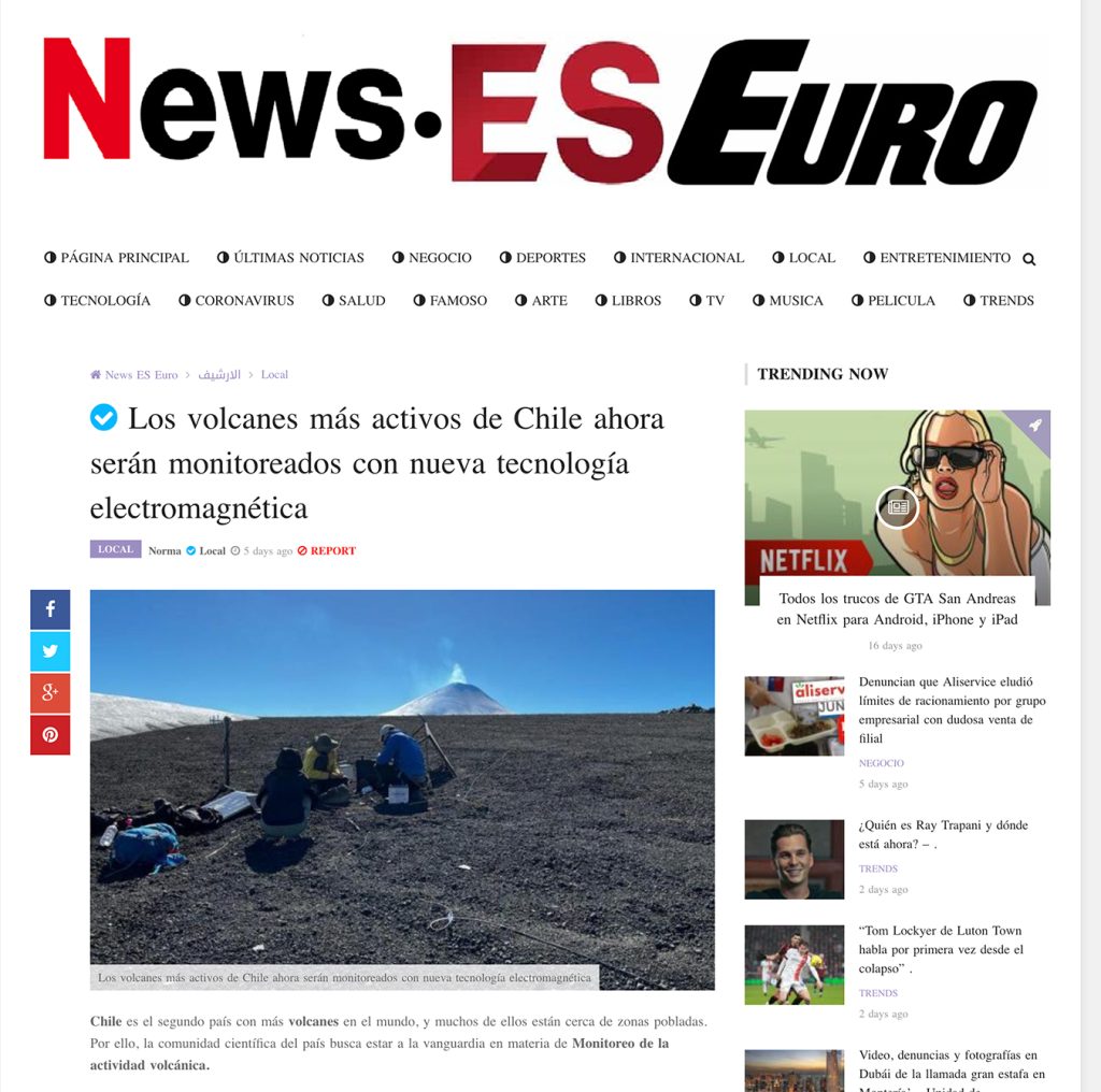 NewsesEuro: «Los volcanes más activos de Chile ahora serán monitoreados con nueva tecnología electromagnética»