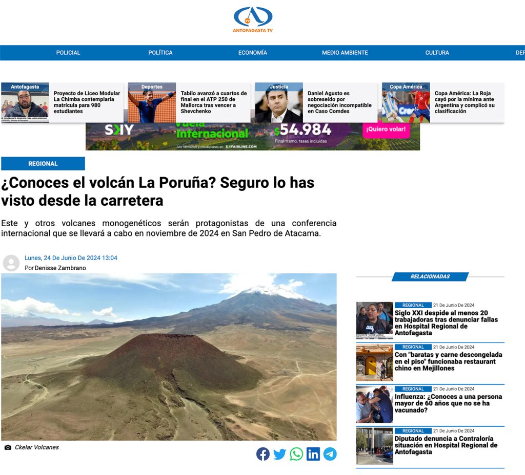 Antofagasta TV: “¿Conoces el volcán La Poruña? Seguro lo has visto desde la carretera