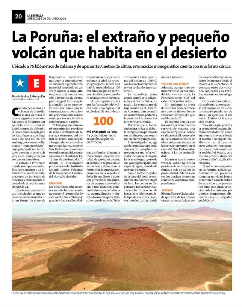 La Estrella Antofagasta: “La Poruña: el extraño y pequeño volcán que habita en el desierto”