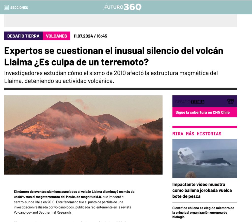 Futuro 360: “Expertos se cuestionan el inusual silencio del volcán Llaima ¿Es culpa de un terremoto?