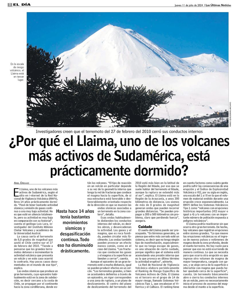 Las Últimas Noticias: “¿Por qué el Llaima, uno de los volcanes más activos de Sudamérica, está prácticamente dormido?