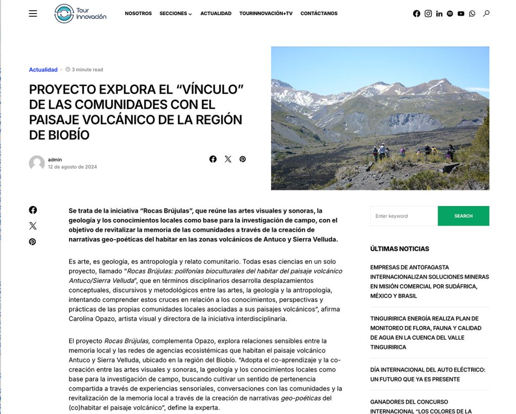 Tour Innovación: “Proyecto explora el ‘vínculo’ de las comunidades con el paisaje volcánico de la Región de Biobío”