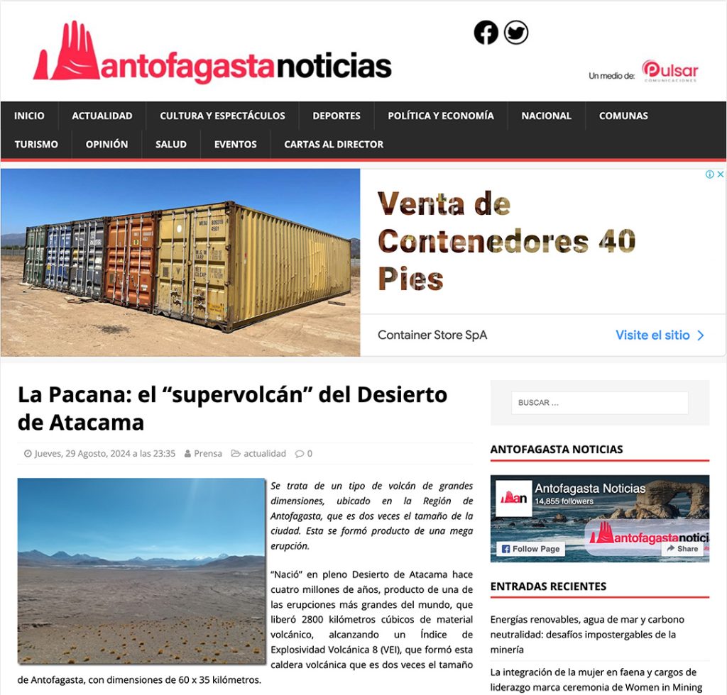 Antofagasta Noticias: “La Pacana: el ‘supervolcán’ del Desierto de Atacama”