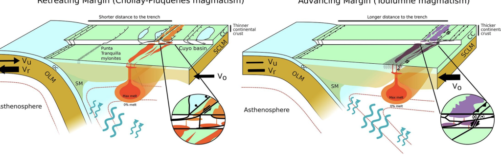 The Triassic magmatism in southwestern Gondwana: An example of arc batholith construction in a retreating margin