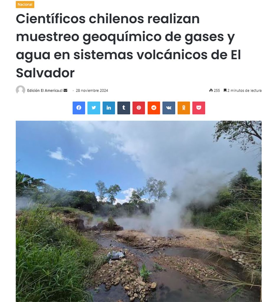 El América: “Científicos chilenos realizan muestreo geoquímico de gases y agua en sistemas volcánicos de El Salvador”