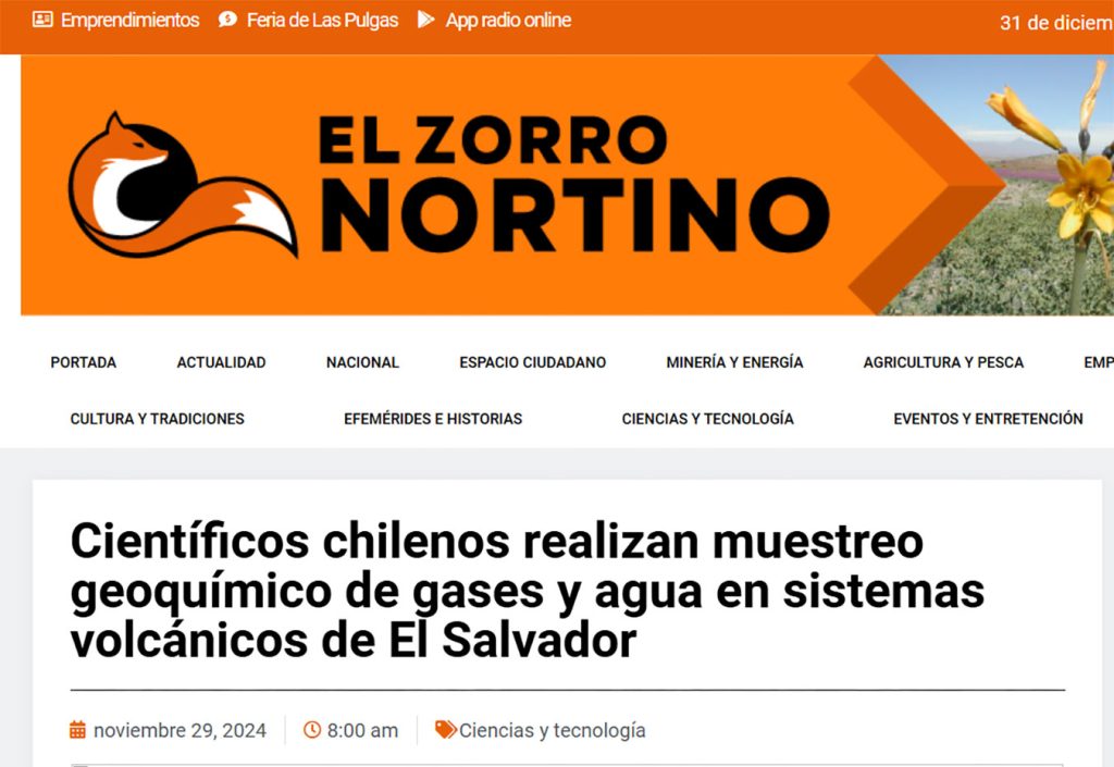 El Zorrón Nortino: “Científicos chilenos realizan muestreo gequímico de gases y agua en sistemas volcánicos de El Salvador”