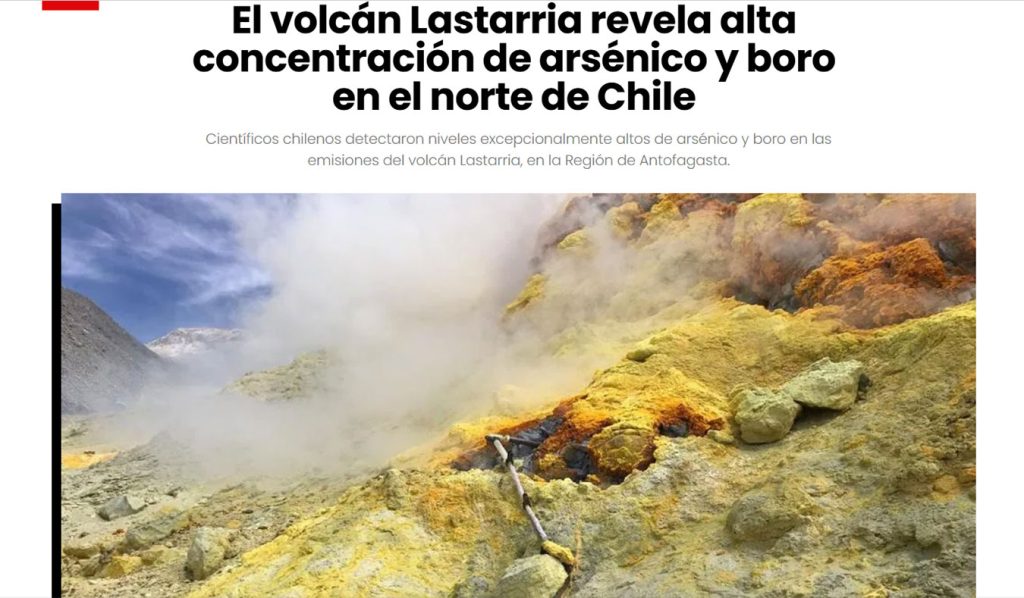 Futura FM: “El volcán Lastarria revela alta concentración de arsénico y boro en el norte de Chile”