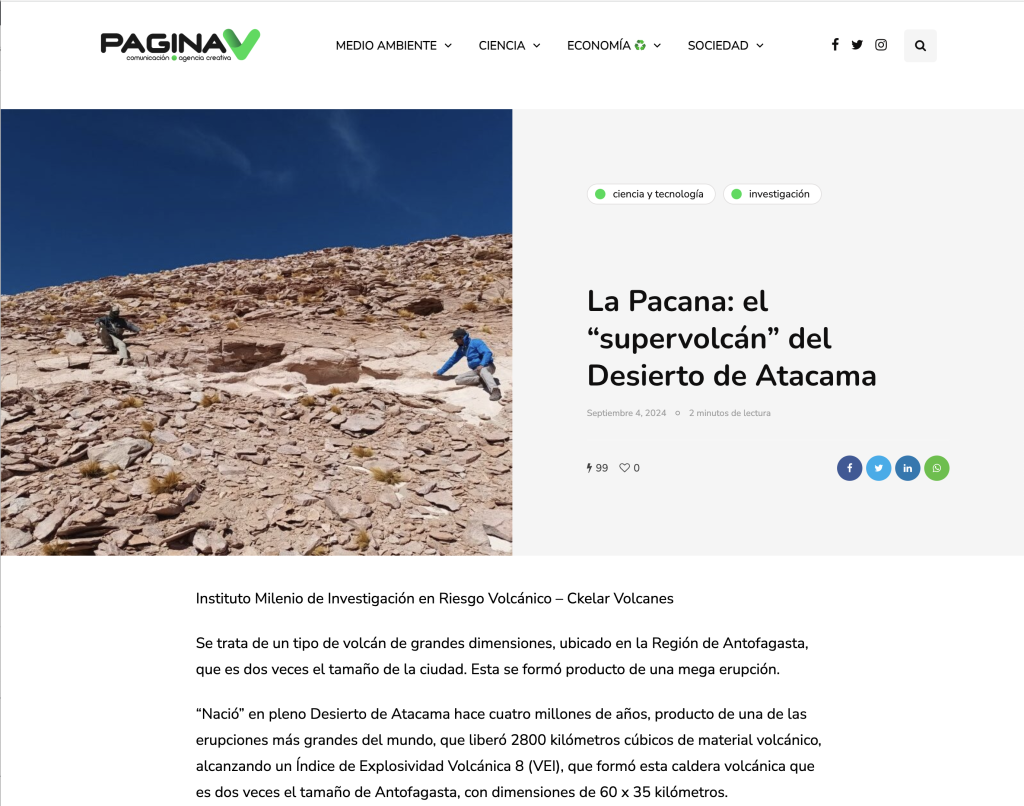 Pagina V: “La Pacana: el ‘supervolcán’ del Desierto de Atacama