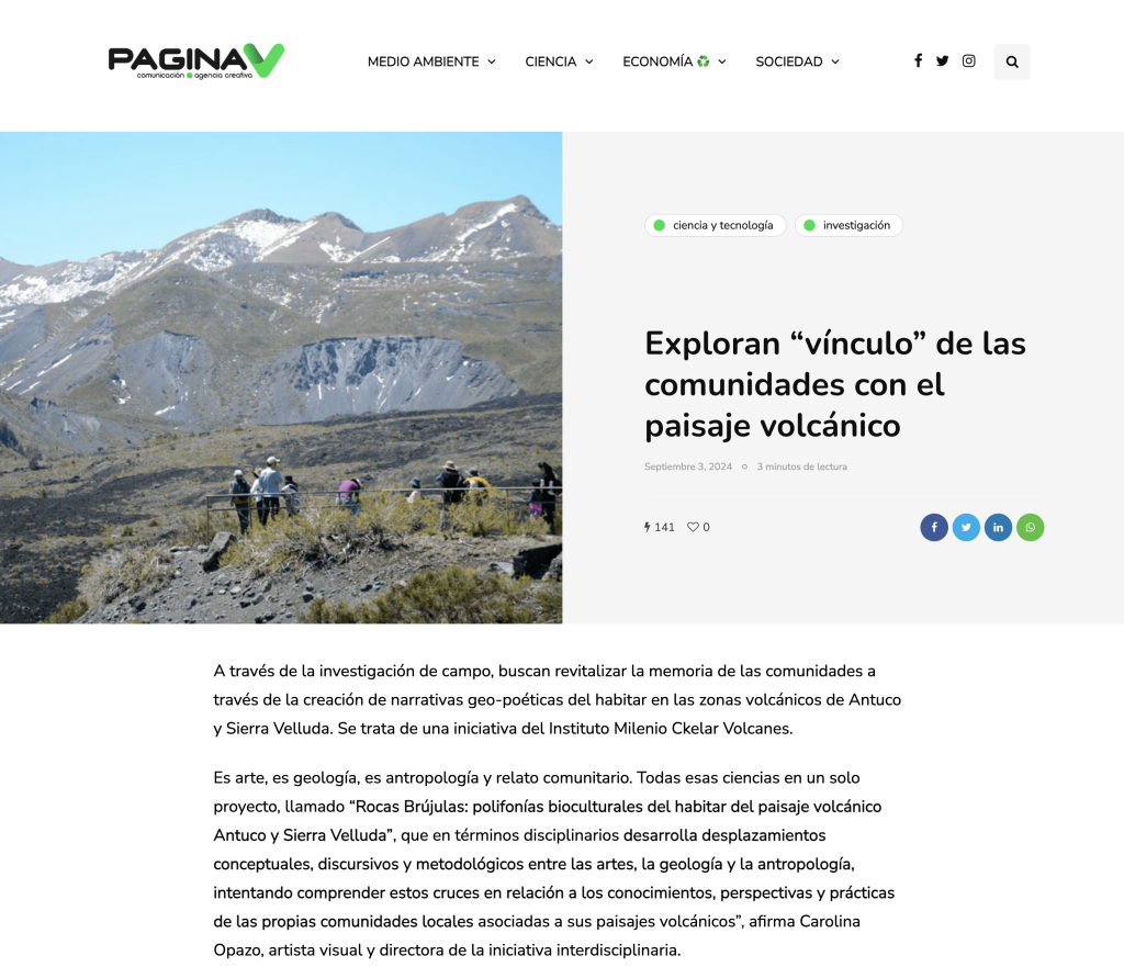 Página V: “Exploran ‘vínculo’ de las comunidades con el paisaje volcánico”