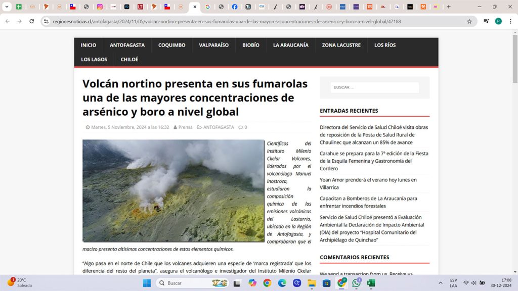 Regiones Noticias: “Volcán nortino presenta en sus fumarolas una de las mayores concentraciones de arsénico y boro a nivel global”