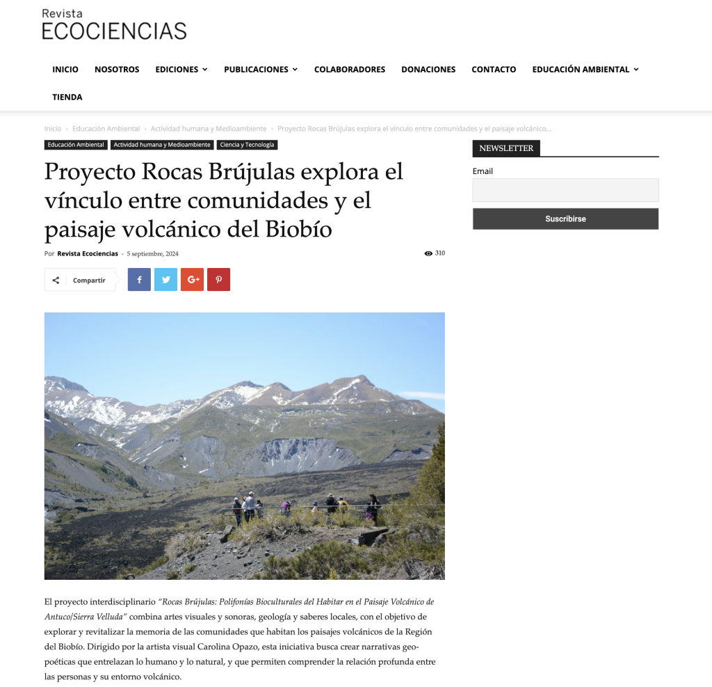 Revista Ecociencias: “Proyecto Rocas Brújulas explora el vínculo entre comunidades y el paisaje volcánico del Biobío”