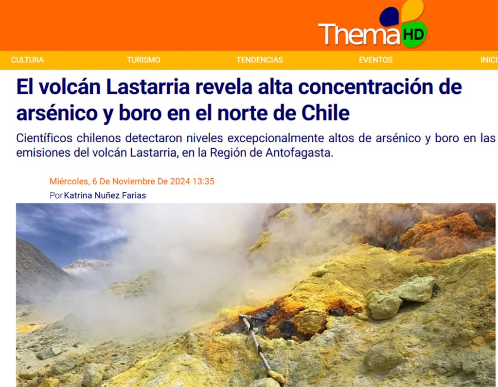 Thema televisión: “El volcán Lastarria revela alta concentración de arsénico y boro”