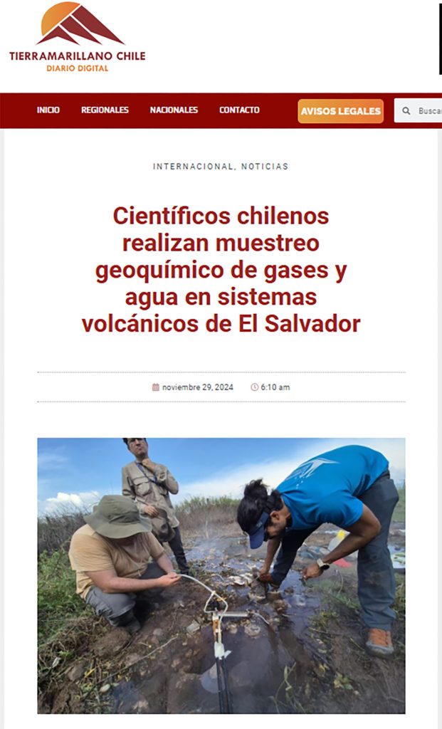 Tierramarillano: “Científicos chilenos realizan muestreo geoquímico de gases y agua en sistemas volcánicos de El Salvador”