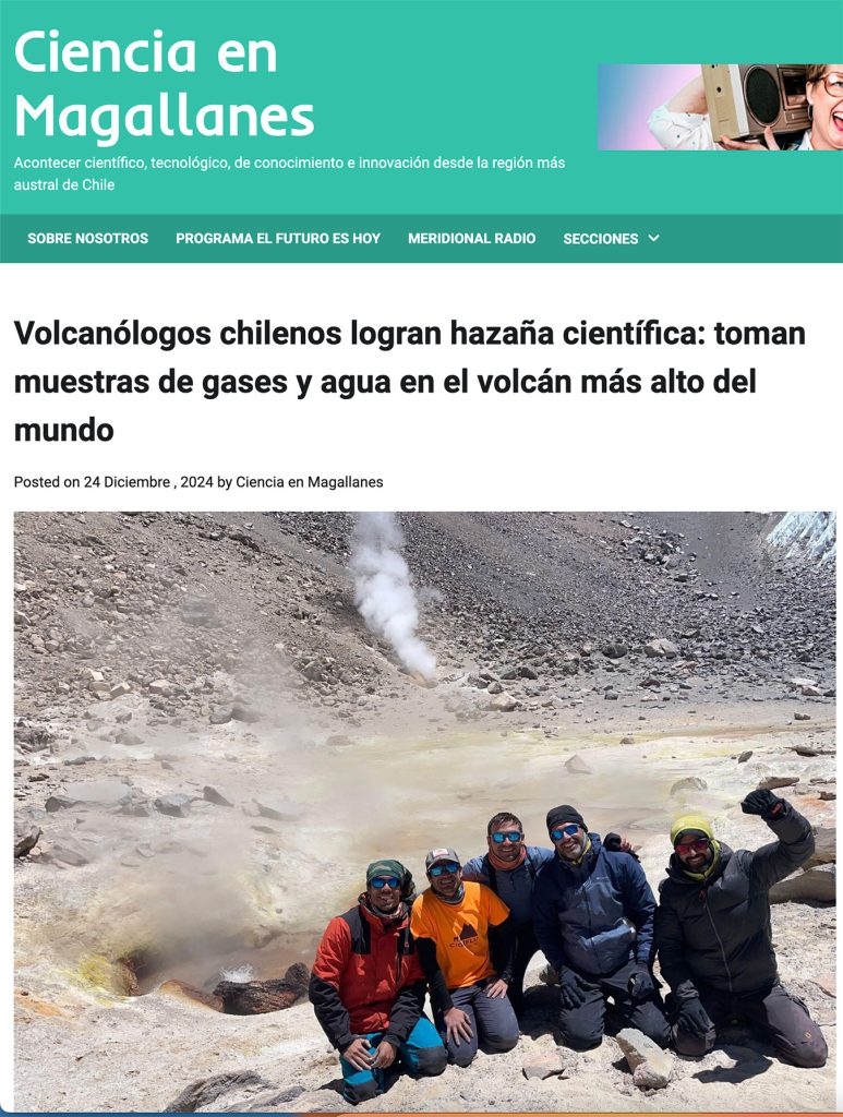 Ciencia en Magallanes: «Volcanólogos chilenos logran hazaña científica: toman muestras de gases y agua en el volcán más alto del mundo»