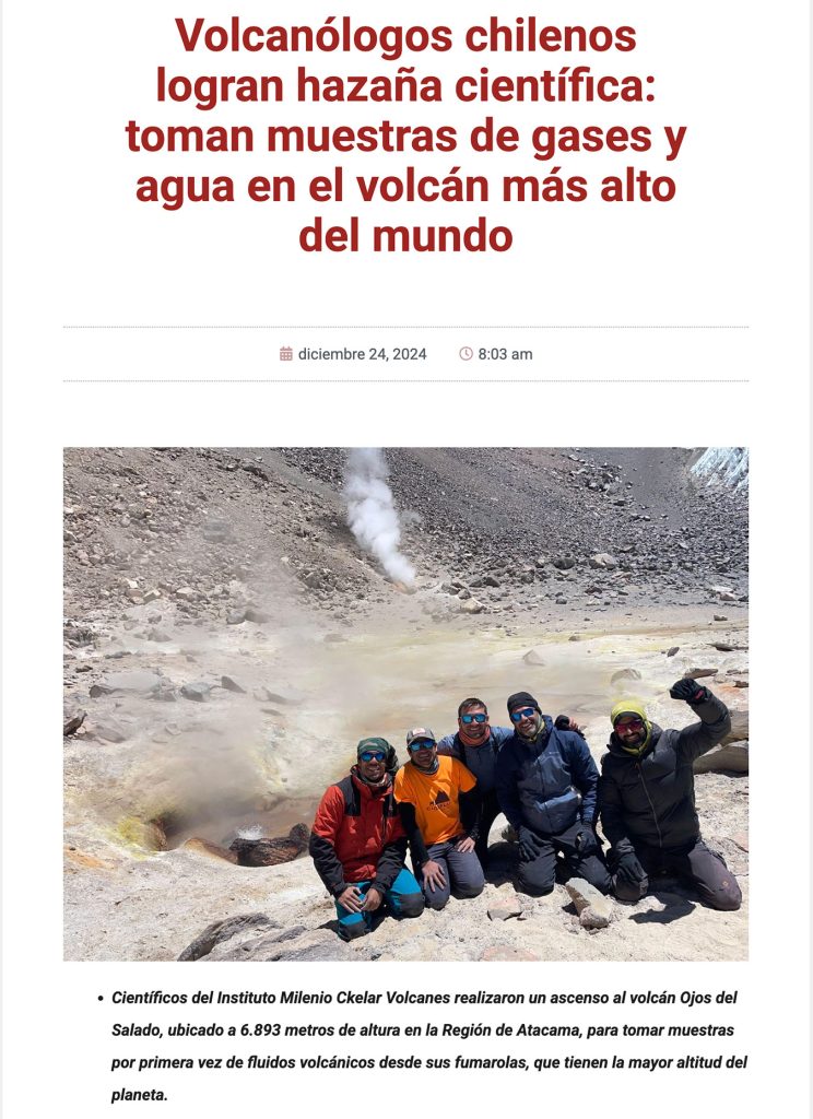 Tierramarillano: “Volcanólogos chilenos logran hazaña científica: toman muestras de gases y agua en el volcán más alto del mundo”