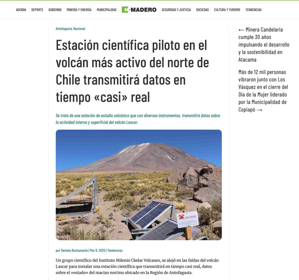 Madero: «Estación científica piloto en el volcán más activo del norte de Chile transmitirá datos en tiempo ‘casi’ real»