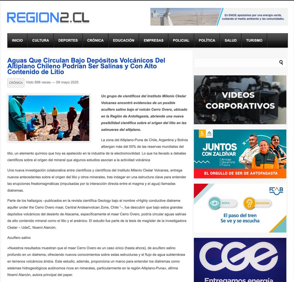 Región 2: «Aguas que circulan bajo depósitos volcánicos del altiplano chileno podrían ser salinas  y con alto contenido de litio»