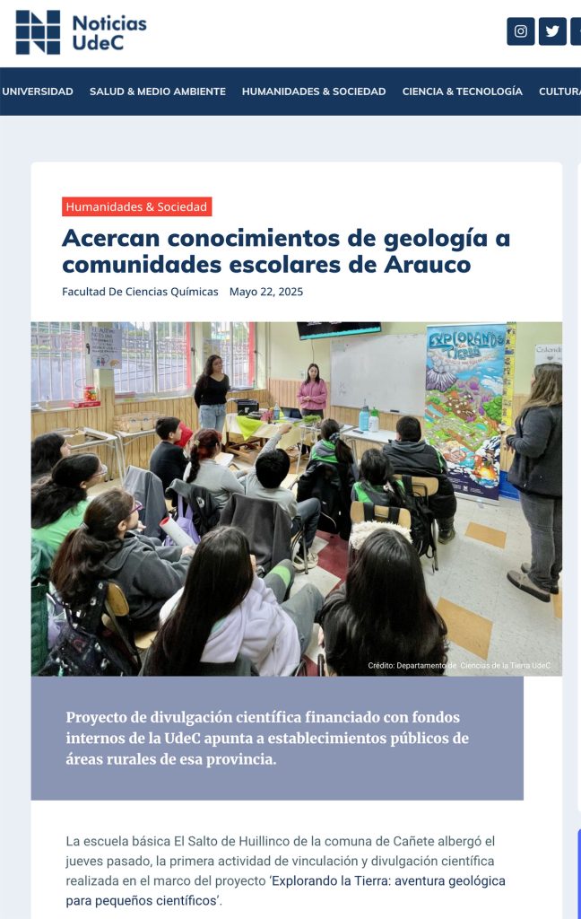 Noticias Udec: «Acercan conociemientos de geología a comunidades escolares de Arauco»